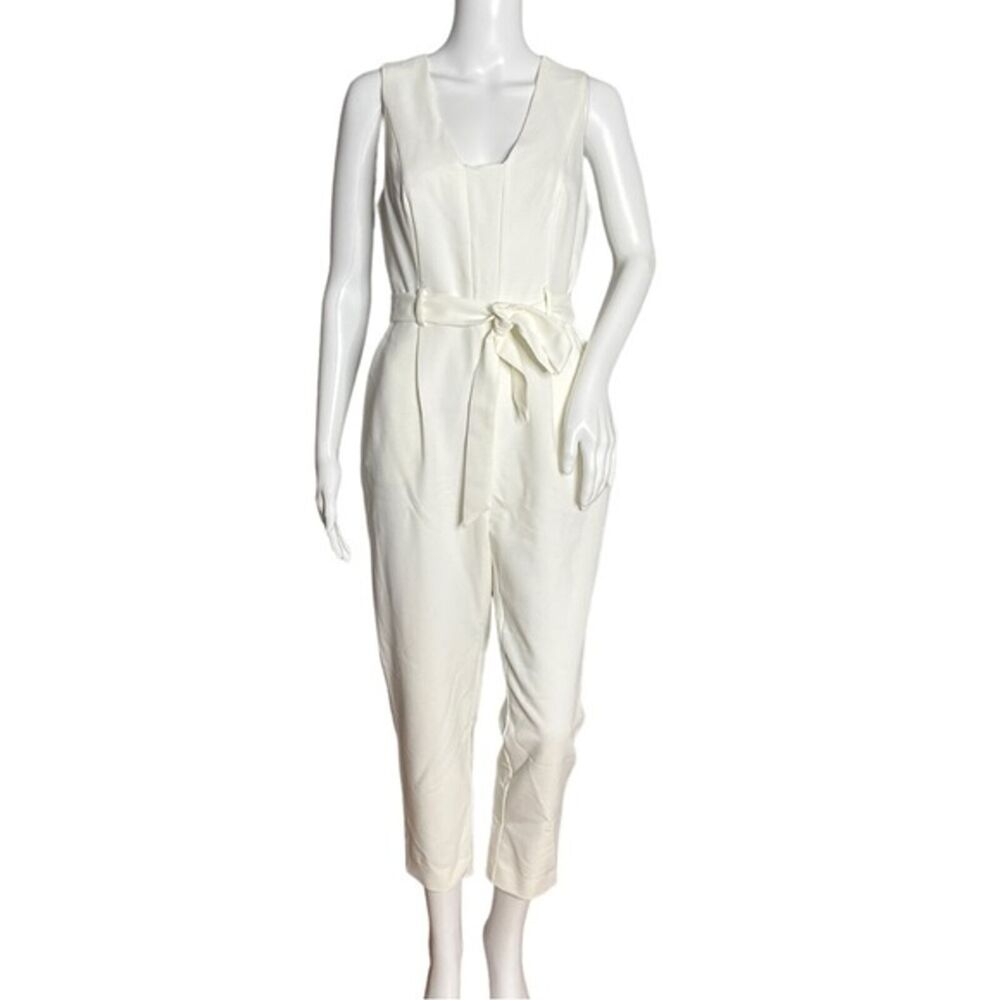 New Look Jumpsuit Womens 4 White Crop Neutral Minimalist Preppy Clean Girl